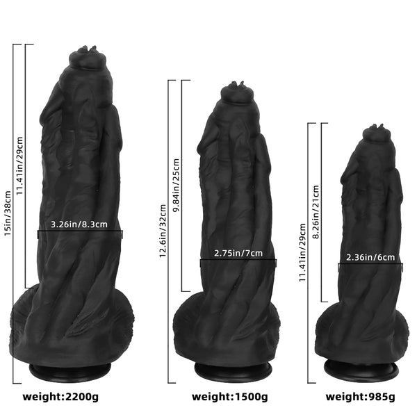 11.41in 12.6in 15in Super Big Silicone Soft Black Fantasy Love Sex Dildo