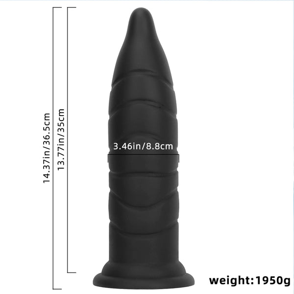 14.37in Fantasy Long Big Silicone Soft Black Dildo Anal Plug For Anus