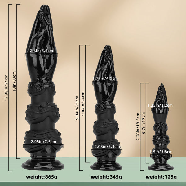 Super Long Fist Dildo Black Anal Plug Butt Plug with Strong Suction Cup 3 Sizes Vaginal G-spot Hand Dildo Anal Pleasure Trainer Sex Toys for Men Women Masturbation