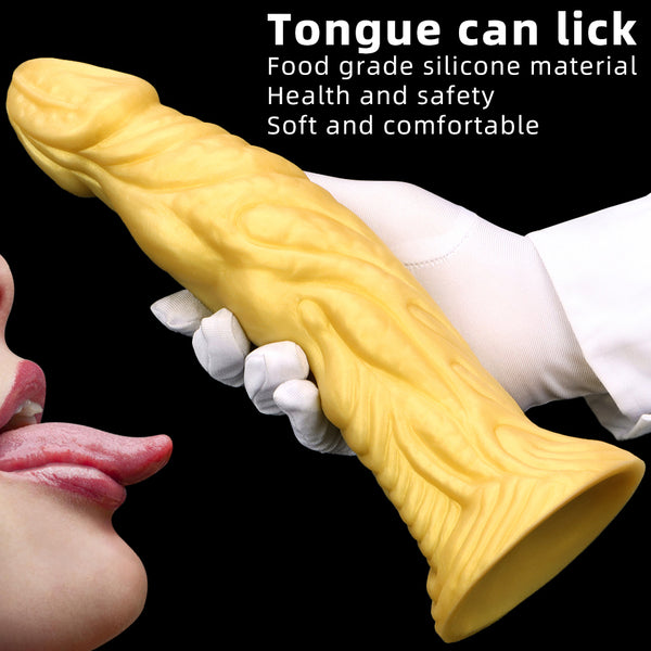 Gold Silicone Soft Anal Plug Suction Cup Anal Expanding Dildo Fisting Sex Toy