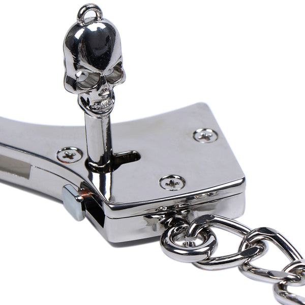 Metal Handcuffs with Two Skull Keys - Prop Toy Handcuffs
