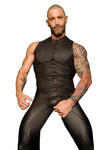 Men Sexy Black Faux Leather Casual Tight Leather Pants Nightclub DS Role Play Stage Costume