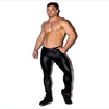 Men Sexy Black Faux Leather Casual Tight Leather Pants Nightclub DS Role Play Stage Costume