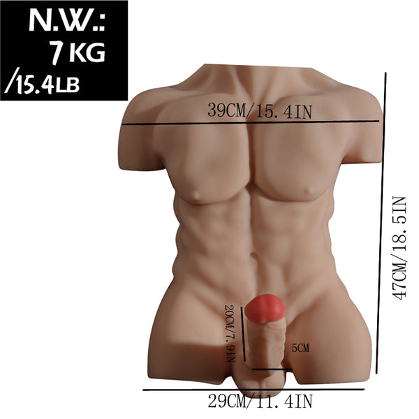 15.4LB Male Torso Sex Doll with 7.9" Dildo