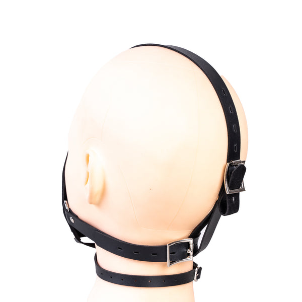 Black harness-type mask silicone gag soft rubber mouth plug