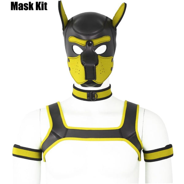 Neoprene Dog Full Face Puppy Mask Removable Pup Hood Halloween Mask