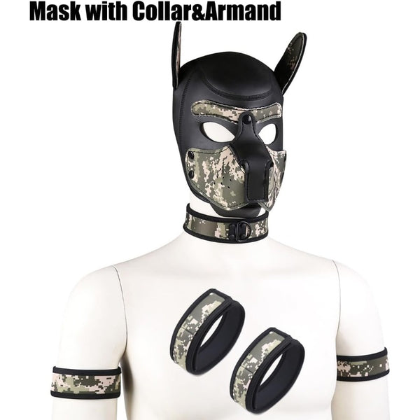 Neoprene Dog Full Face Puppy Mask Removable Pup Hood Halloween Mask