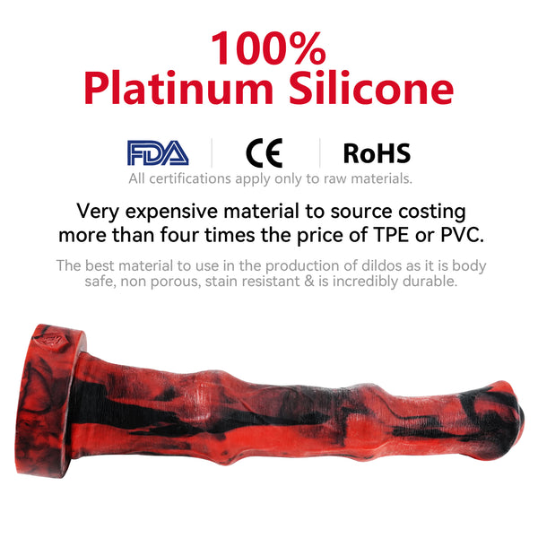 20Inch Italian Stallion Food Grade Platinum Silicone Cock - FDA Standard Compliant Material - X Large Extra Long Shaft - Giant Horse Dildo Anal - Vac-U-Lock System-Sex Toys(Black&Red, X Large)