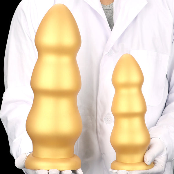 Gold Silicone 11CM Thick Huge Knot Dildo with Suction Cup Butt Plug Anal Sex Toy