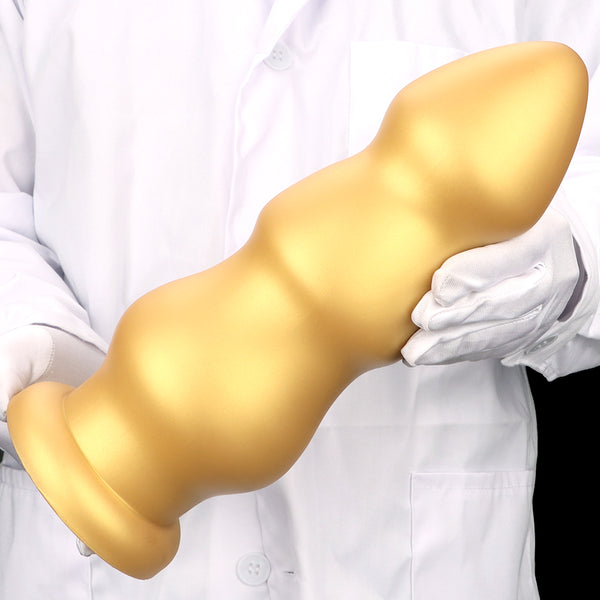 Gold Silicone 11CM Thick Huge Knot Dildo with Suction Cup Butt Plug Anal Sex Toy