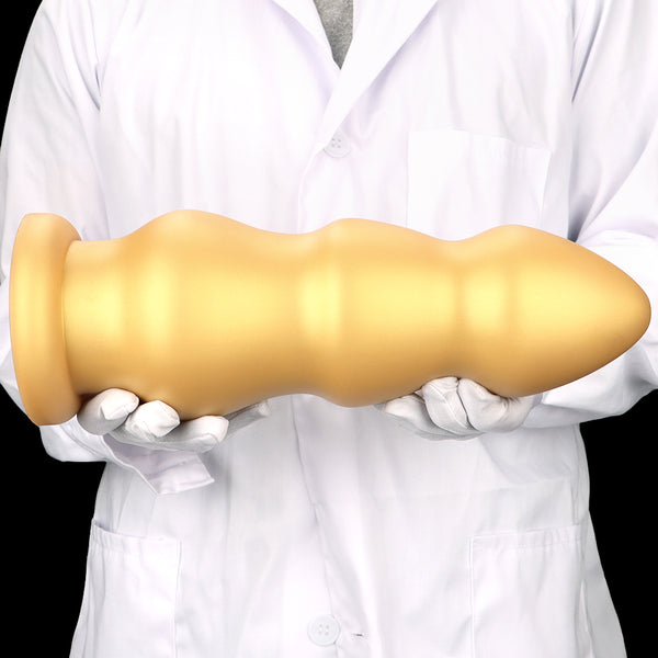 Gold Silicone 11CM Thick Huge Knot Dildo with Suction Cup Butt Plug Anal Sex Toy