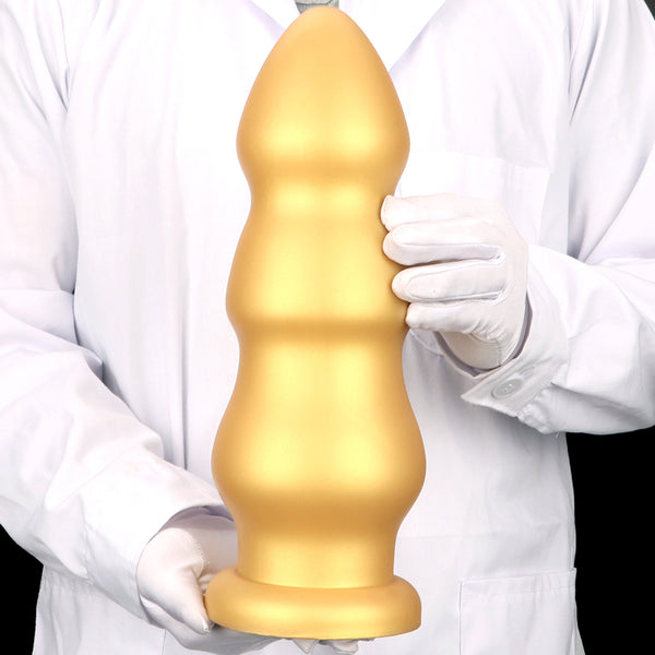 Gold Silicone 11CM Thick Huge Knot Dildo with Suction Cup Butt Plug Anal Sex Toy