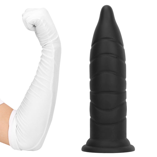 14.37in Fantasy Long Big Silicone Soft Black Dildo Anal Plug For Anus