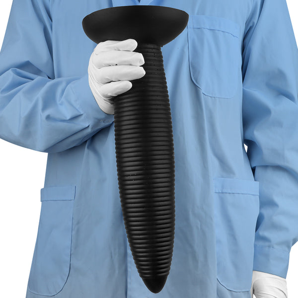 14 Inch Threaded Ribbed Big Black Dildo