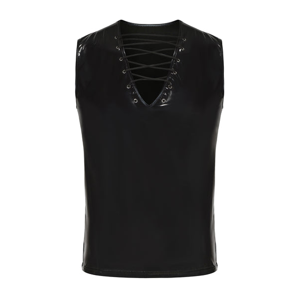 Men's Sexy Leather Sleeveless Top