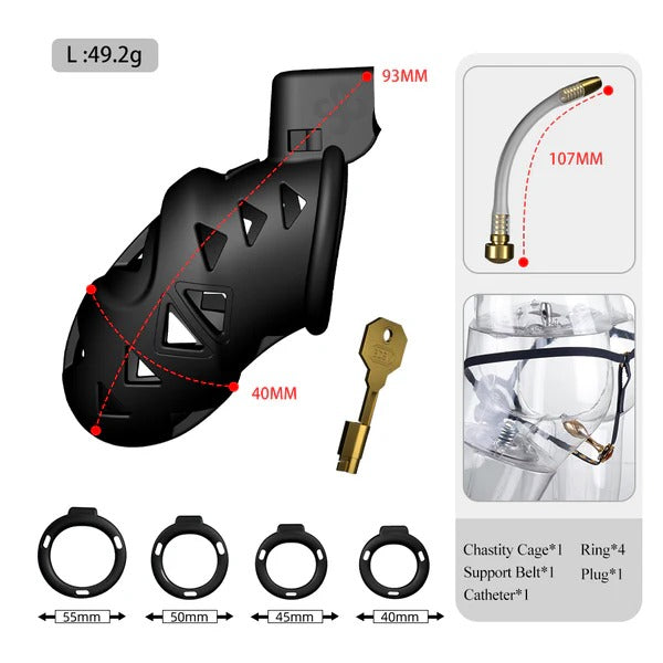 LOCKINK Rattlesnake Plastic Male Chastity Cage Belt With Anal Plug