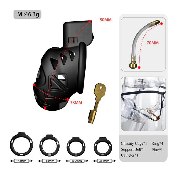 LOCKINK Rattlesnake Plastic Male Chastity Cage Belt With Anal Plug