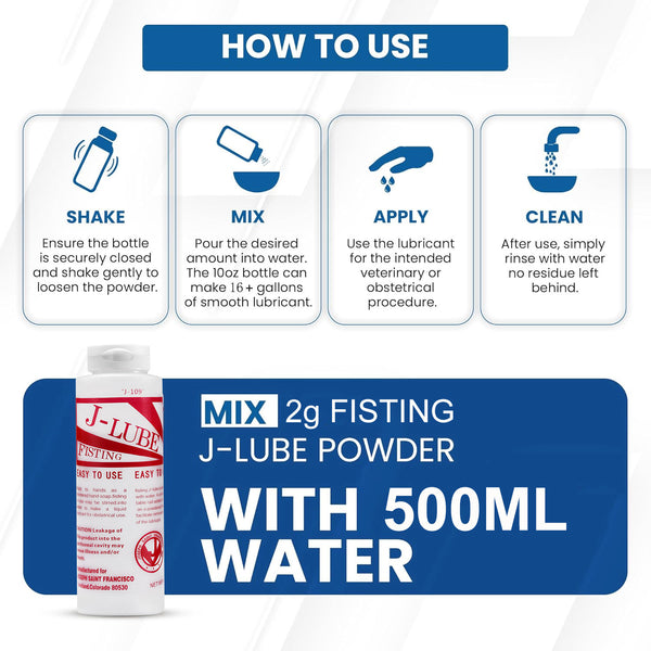 J-LUBE FISTING Powder Mixes with Water One Bottle Makes 6-8 Gallons of Lubricant 10 oz