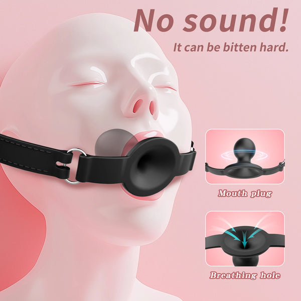 New silicone gag BDSM breathable ball-shaped gag adjustable strap gag