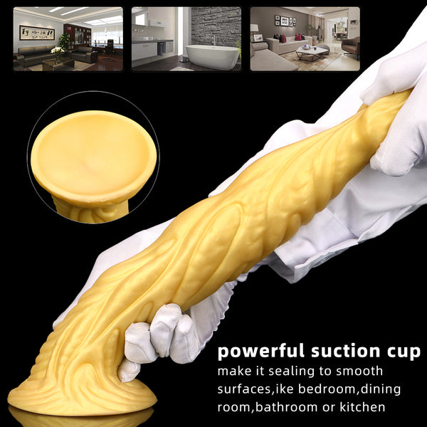 Gold Silicone Soft Anal Plug Suction Cup Anal Expanding Dildo Fisting Sex Toy