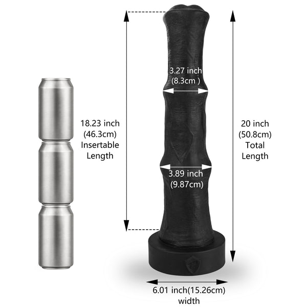 20Inch Italian Stallion Food Grade Platinum Silicone Cock - FDA Standard Compliant Material - X Large Extra Long Shaft - Giant Horse Dildo Anal - Vac-U-Lock System-Sex Toys(Black&Red, X Large)