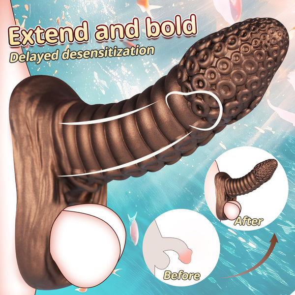 Hollow Penis Sleeve Realistic Penis Extender Enlargement Silicone Sleeve Sex Toy