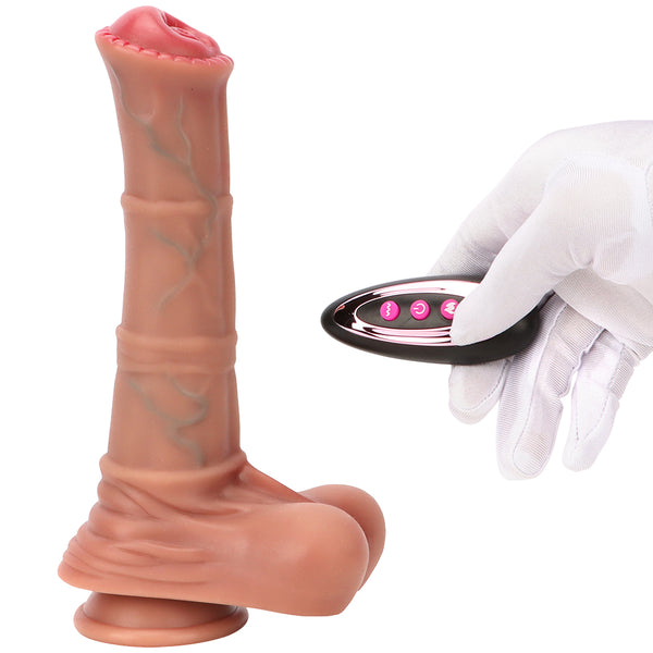 8.85in 4in1 Heating Thrusting Vibrating Rotation Remote Horse Animal Dildo