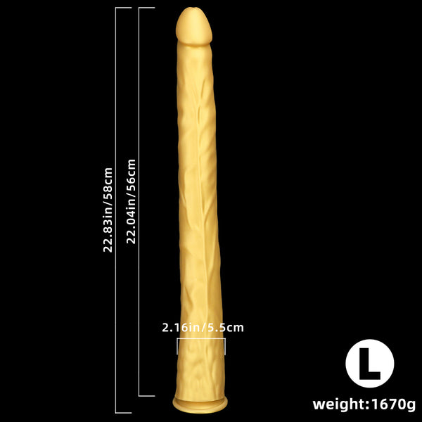Golden Long Thin Dildo Liquid Silicone