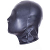 Leather Bondage Mask Hood Fully Enclosed Headdress Strap Hood Fetish Bondage Hood (Black)