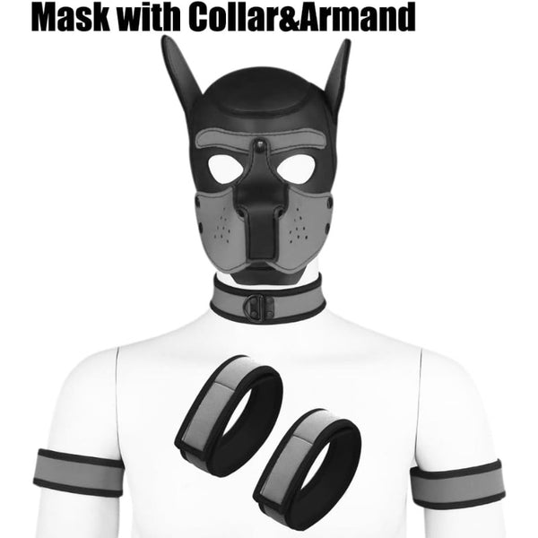 Neoprene Dog Full Face Puppy Mask Removable Pup Hood Halloween Mask