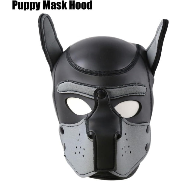 Neoprene Dog Full Face Puppy Mask Removable Pup Hood Halloween Mask