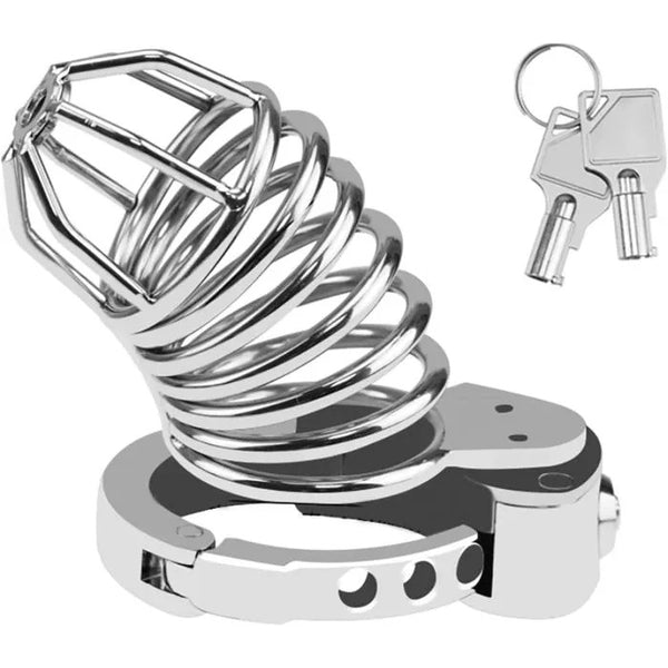 Skeleton-Style Adjustable Metal Chastity Cage with Internal Lock – Ventilated & Secure Design