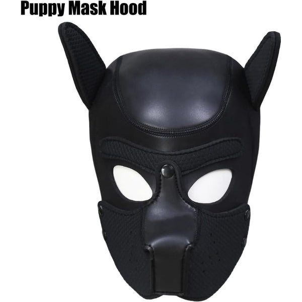 Neoprene Dog Full Face Puppy Mask Removable Pup Hood Halloween Mask