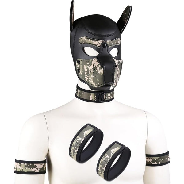 Neoprene Dog Full Face Puppy Mask Removable Pup Hood Halloween Mask