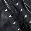 Black leather bondage full body tied leather lace-up suit
