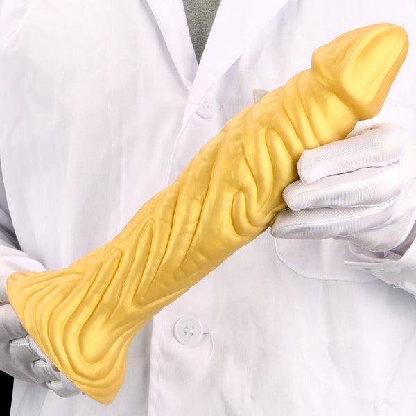 Gold Silicone Soft Anal Plug Suction Cup Anal Expanding Dildo Fisting Sex Toy