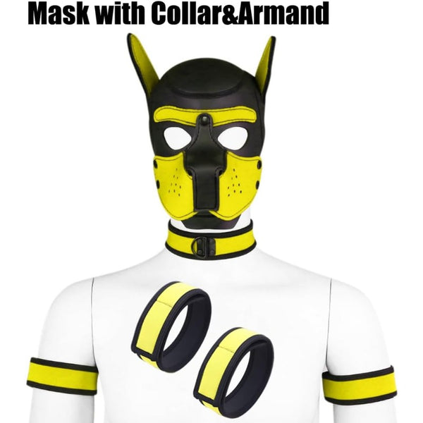 Neoprene Dog Full Face Puppy Mask Removable Pup Hood Halloween Mask