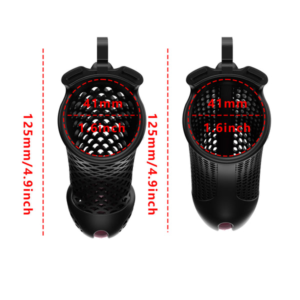 Male extra large chastity cage locking device kit with different sized rings and invisible lock catheter