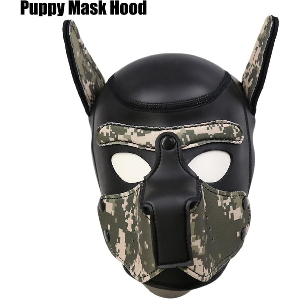 Neoprene Dog Full Face Puppy Mask Removable Pup Hood Halloween Mask