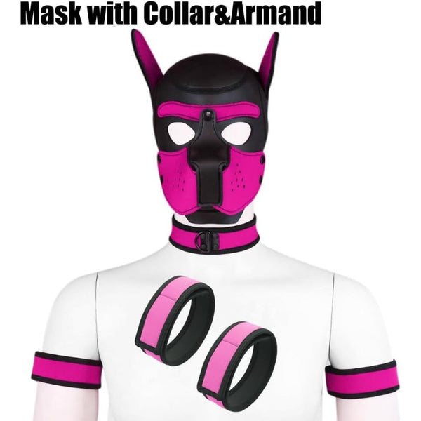 Neoprene Dog Full Face Puppy Mask Removable Pup Hood Halloween Mask