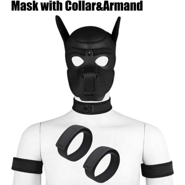 Neoprene Dog Full Face Puppy Mask Removable Pup Hood Halloween Mask