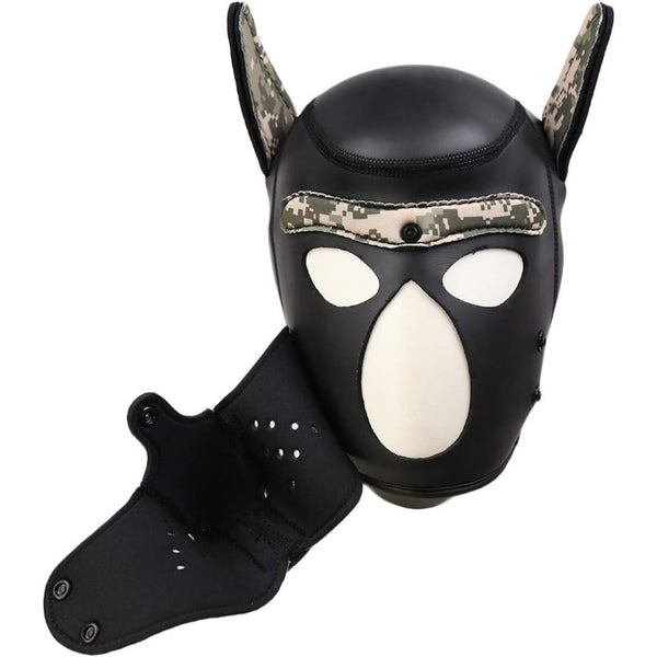 Neoprene Dog Full Face Puppy Mask Removable Pup Hood Halloween Mask