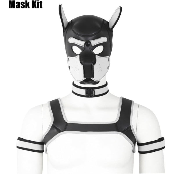 Neoprene Dog Full Face Puppy Mask Removable Pup Hood Halloween Mask