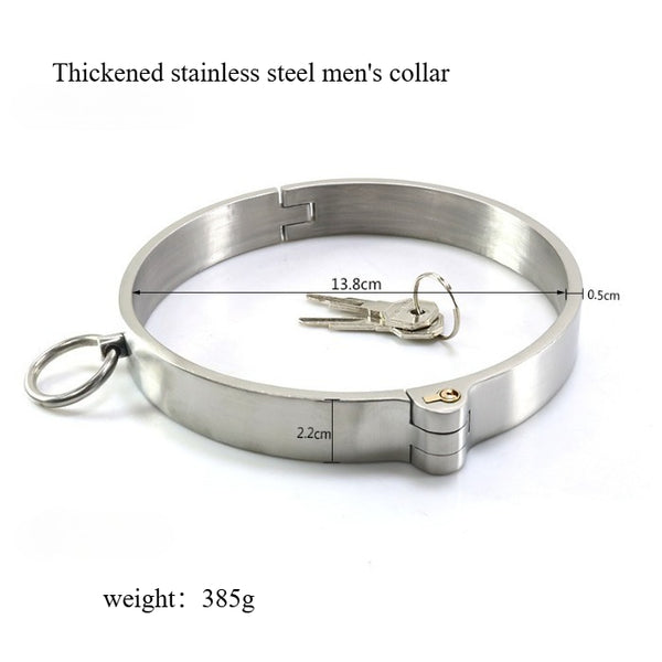 304 stainless steel choke collar restraint, metal choke ring lockable necklace, fetish sex toy