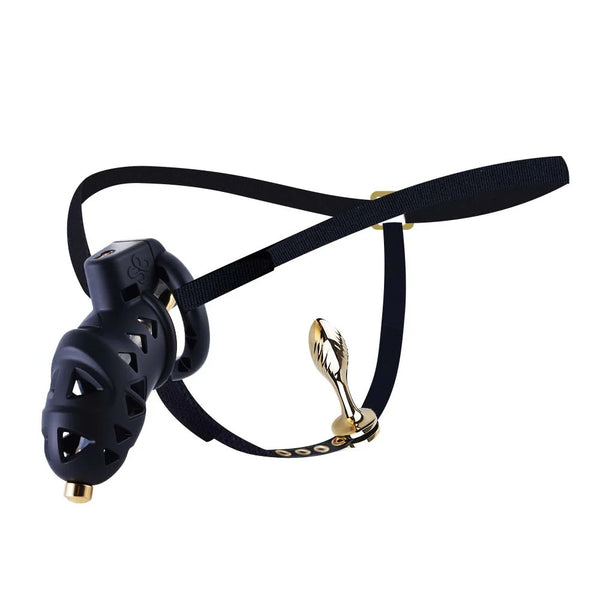 LOCKINK Rattlesnake Plastic Male Chastity Cage Belt With Anal Plug