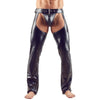 Men's Sexy Leather Chaps with Zipper and Thong