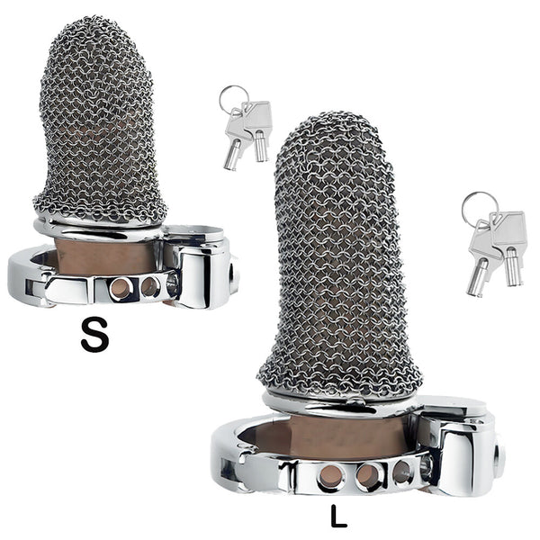 Stainless Steel Male Chastity Device Hauberk Cage for Lock Adjust 32~50mm Ring F