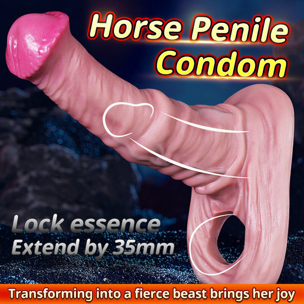 Men Penis Cock Girth Enhancer Dildo Thick Condom Extender Sheath Enlarge Sex Toy
