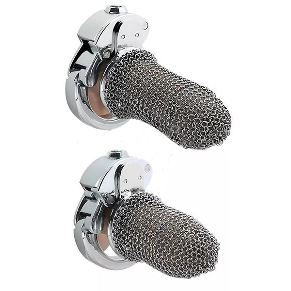 Stainless Steel Male Chastity Device Hauberk Cage for Lock Adjust 32~50mm Ring F
