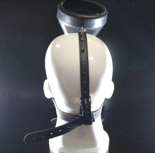 Funnel Oral Plug Open Mouth Gag Toilet Mask Hood Head Harness Bondage Adult